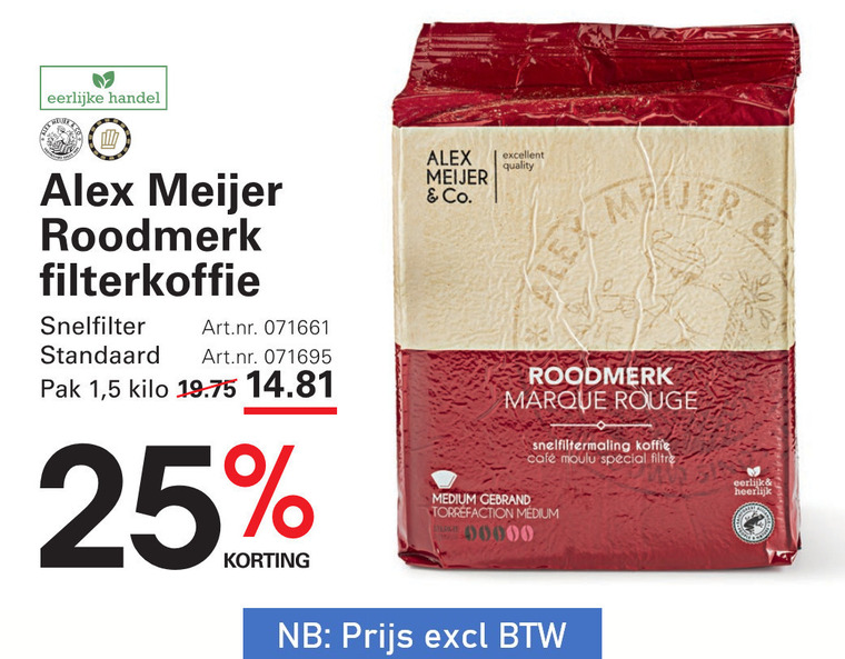 Alex Meijer   koffie folder aanbieding bij  Sligro - details