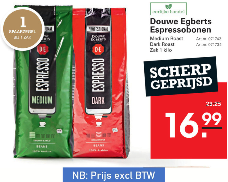 Douwe Egberts   koffiebonen folder aanbieding bij  Sligro - details