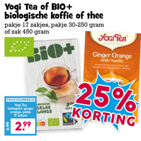 Bio Plus   koffie, thee folder aanbieding bij  Boons Markt - details