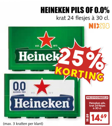 Heineken 0.0   krat bier folder aanbieding bij  MCD Supermarkt Basis - details