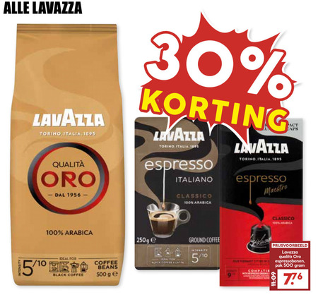 Lavazza   koffie, koffiecups folder aanbieding bij  MCD Supermarkt Basis - details