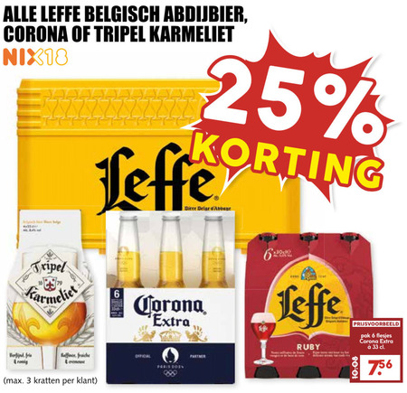 Leffe   blikje bier, krat bier folder aanbieding bij  MCD Supermarkt Basis - details