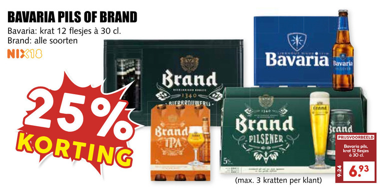 Brand   krat bier, blikje bier folder aanbieding bij  MCD Supermarkt Basis - details