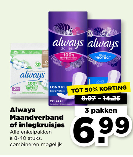 Always   maandverband folder aanbieding bij  Plus - details