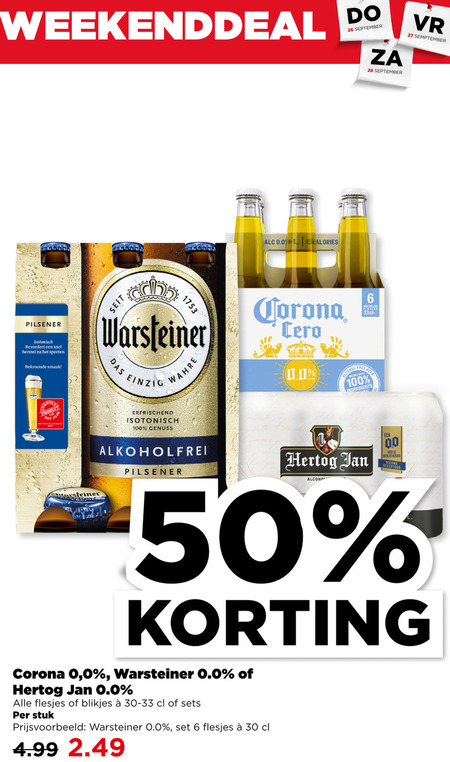 Warsteiner   alcoholvrij bier folder aanbieding bij  Plus - details