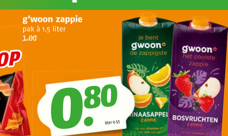 Gwoon   fruitdrank folder aanbieding bij  Poiesz - details