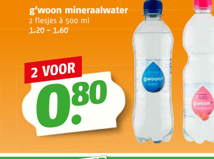 Gwoon   mineraalwater folder aanbieding bij  Poiesz - details