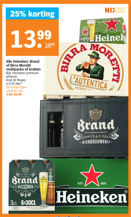 Heineken 0.0   krat bier, blikje bier folder aanbieding bij  Albert Heijn - details