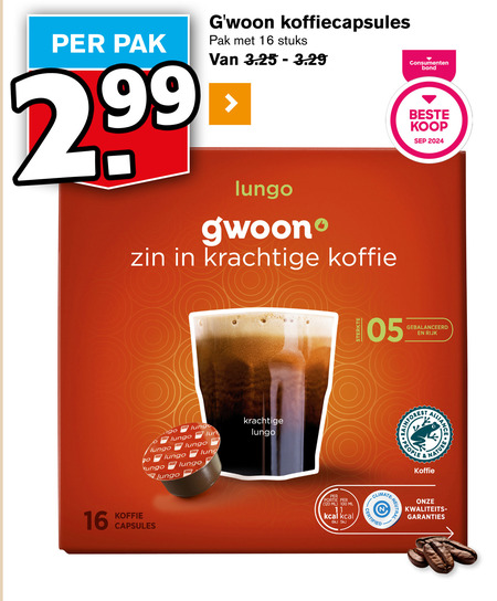 Gwoon   dolce gusto capsules folder aanbieding bij  Hoogvliet - details