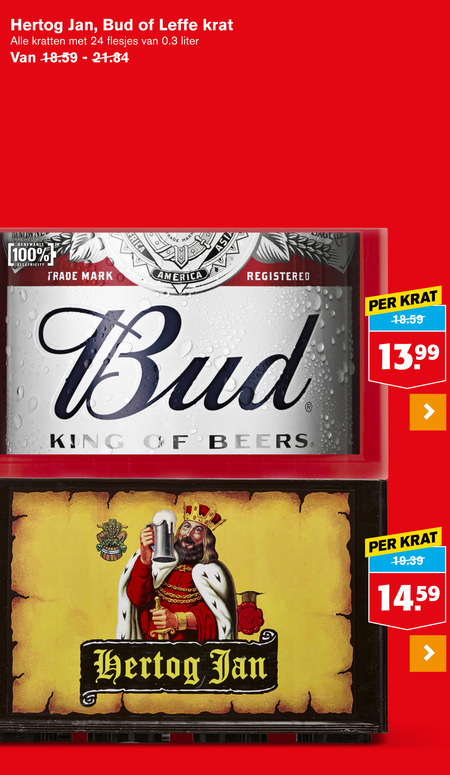 Hertog Jan   krat bier folder aanbieding bij  Hoogvliet - details