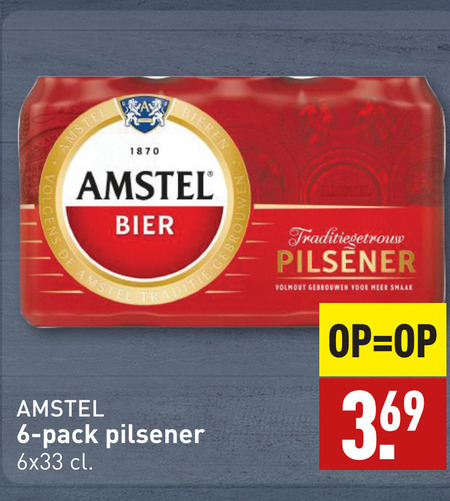 Amstel   blikje bier folder aanbieding bij  Aldi - details