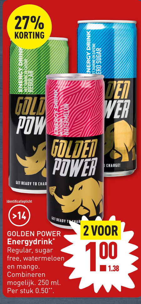 Golden Power   energiedrank folder aanbieding bij  Aldi - details