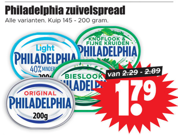 Philadelphia   zuivelspread folder aanbieding bij  Dirk - details