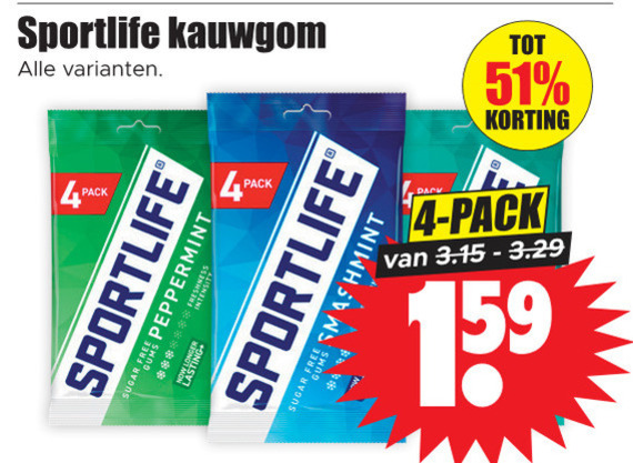 Sportlife   kauwgom folder aanbieding bij  Dirk - details