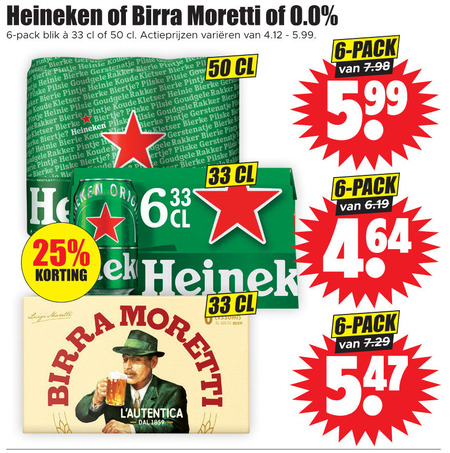 Heineken 0.0   blikje bier folder aanbieding bij  Dirk - details