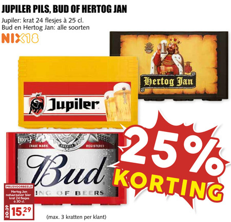 Jupiler   blikje bier, krat bier folder aanbieding bij  MCD Supermarkt Basis - details