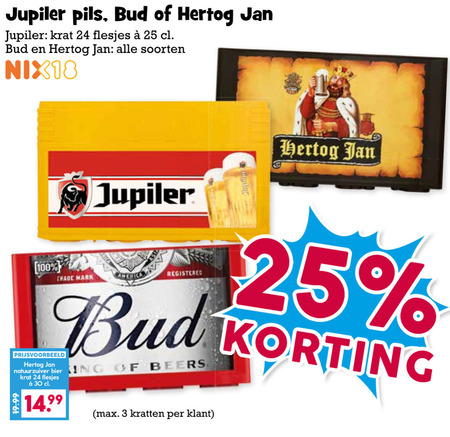 Bud   blikje bier, krat bier folder aanbieding bij  Boons Markt - details