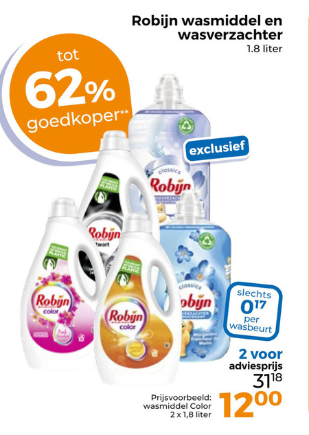 Robijn   wasverzachter, wasmiddel folder aanbieding bij  Trekpleister - details