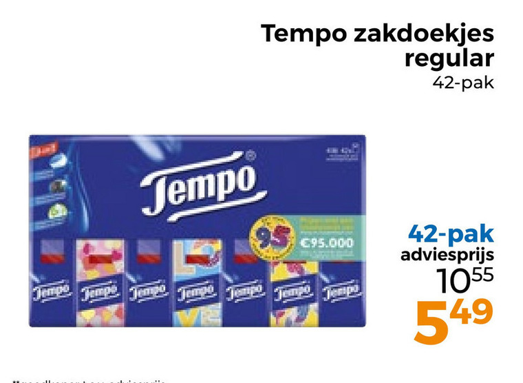 Tempo   zakdoek folder aanbieding bij  Trekpleister - details