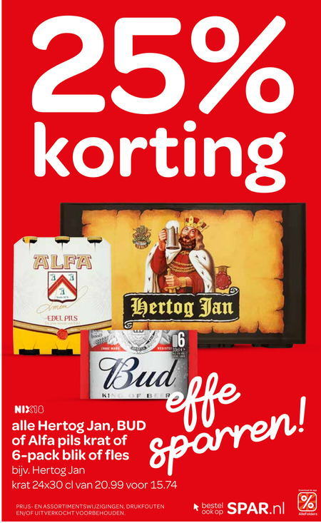 Alfa   blikje bier, krat bier folder aanbieding bij  Spar - details