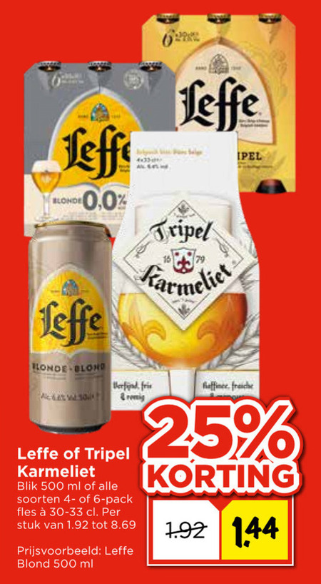 Leffe   blikje bier, speciaalbier folder aanbieding bij  Vomar - details