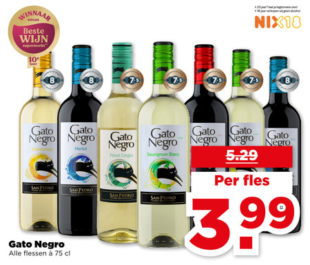 Gato Negro   witte wijn, rode wijn folder aanbieding bij  Plus - details