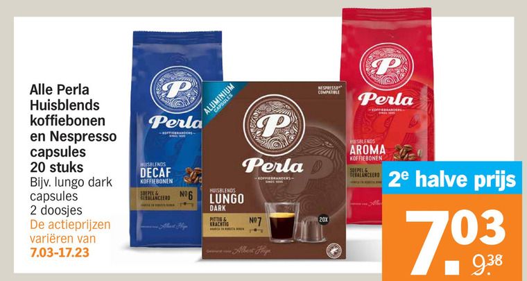 Perla   koffiebonen, koffiecups folder aanbieding bij  Albert Heijn - details