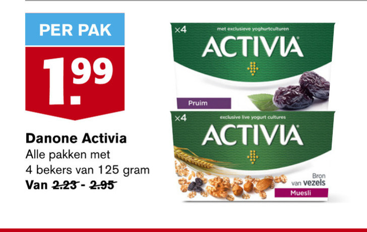 Danone Activia   vruchtenyoghurt folder aanbieding bij  Hoogvliet - details