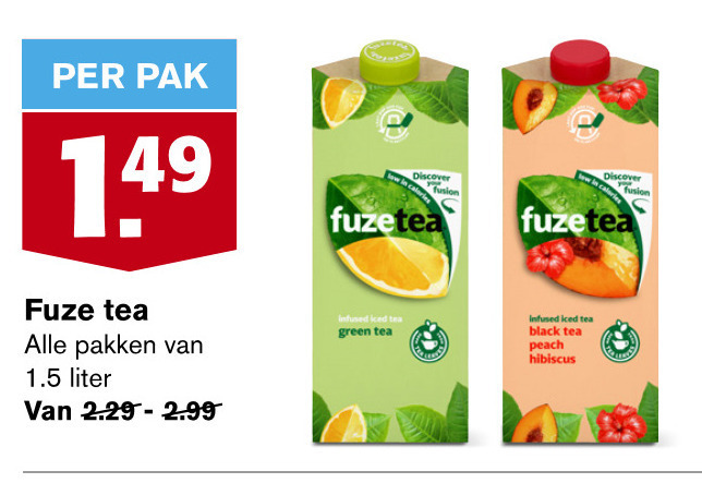 Fuze Tea   ice tea folder aanbieding bij  Hoogvliet - details