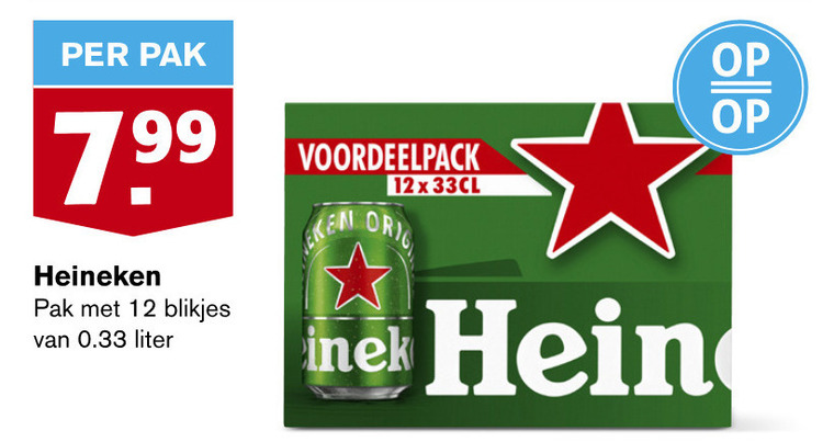 Heineken   blikje bier folder aanbieding bij  Hoogvliet - details