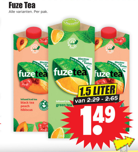 Fuze Tea   ice tea folder aanbieding bij  Dirk - details