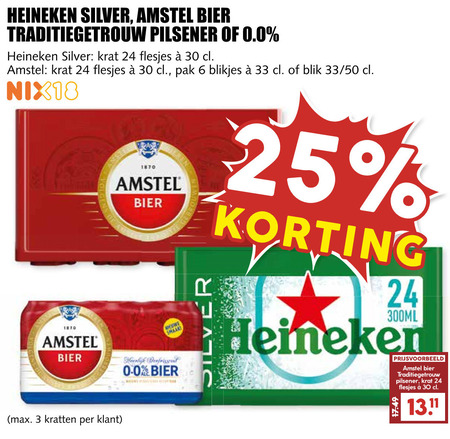 Amstel   blikje bier, krat bier folder aanbieding bij  MCD Supermarkt Basis - details