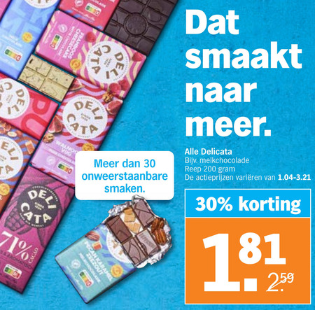 Delicata   chocolade folder aanbieding bij  Albert Heijn - details