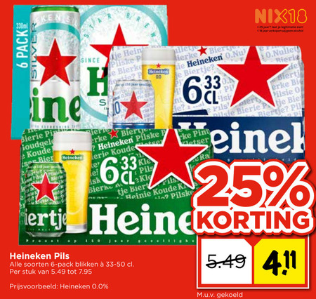 Heineken 0.0   blikje bier folder aanbieding bij  Vomar - details