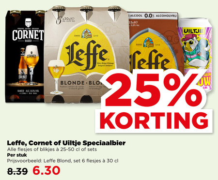 Leffe   speciaalbier, blikje bier folder aanbieding bij  Plus - details