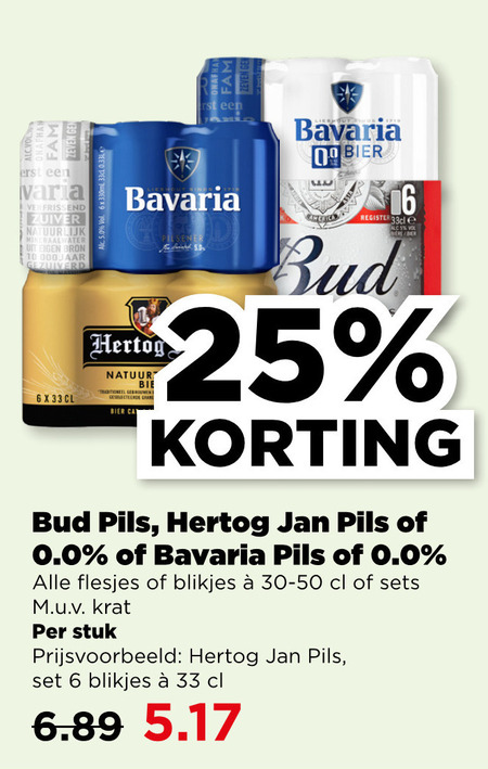 Bud   blikje bier, alcoholvrij bier folder aanbieding bij  Plus - details