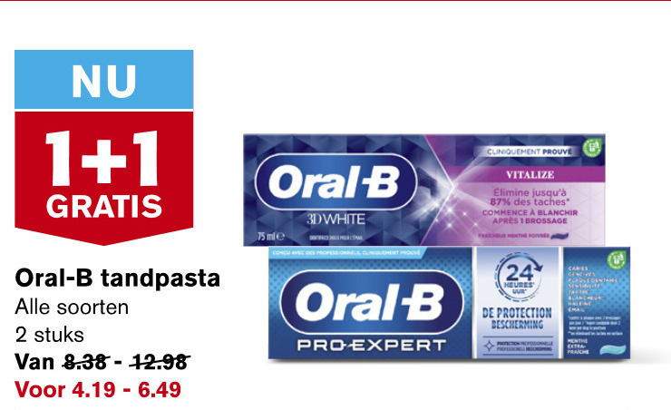 Oral-B   tandpasta folder aanbieding bij  Hoogvliet - details