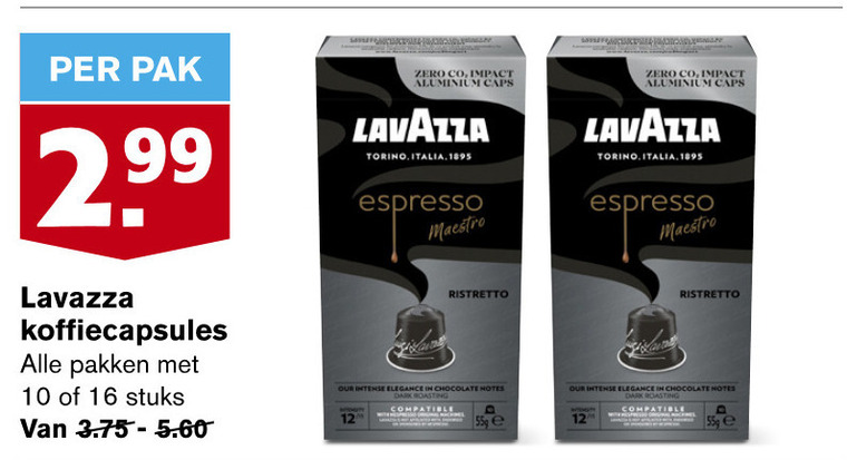 Lavazza   koffiecups folder aanbieding bij  Hoogvliet - details