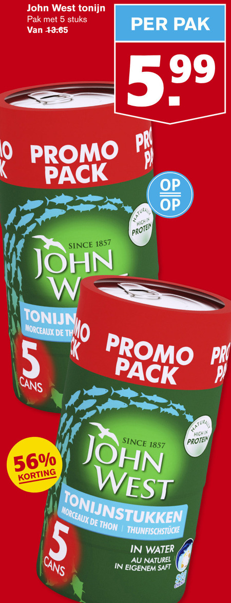 John West   tonijn in blik folder aanbieding bij  Hoogvliet - details