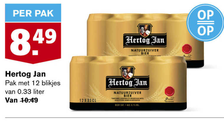 Hertog Jan   blikje bier folder aanbieding bij  Hoogvliet - details