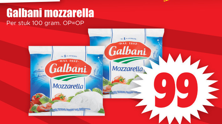 Galbani   mozzarella folder aanbieding bij  Dirk - details