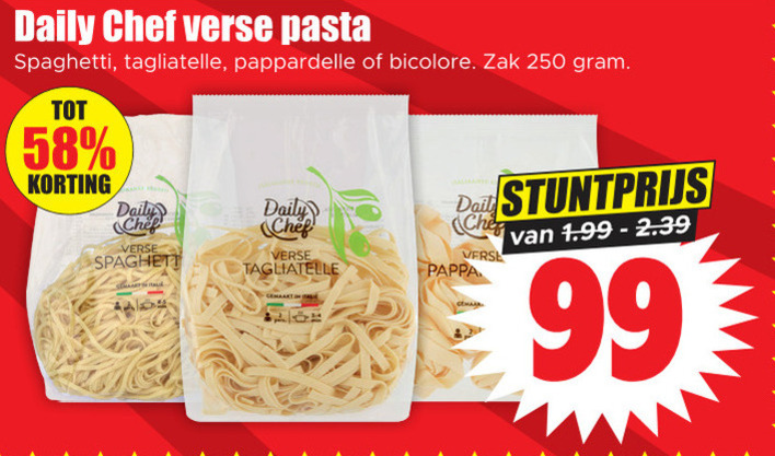 Daily Chef   pasta, tagliatelle folder aanbieding bij  Dirk - details