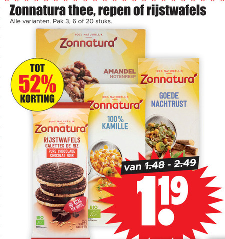 Zonnatura   rijstwafels, mueslireep folder aanbieding bij  Dirk - details