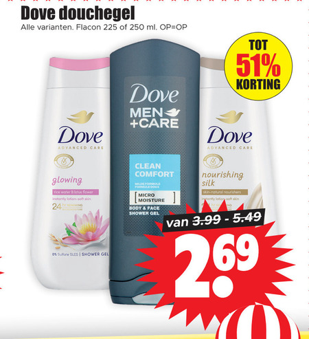 Dove   douchegel folder aanbieding bij  Dirk - details