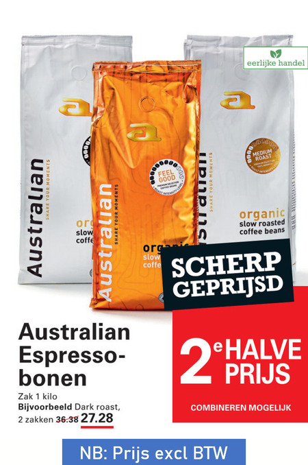 Australian   koffiebonen folder aanbieding bij  Sligro - details