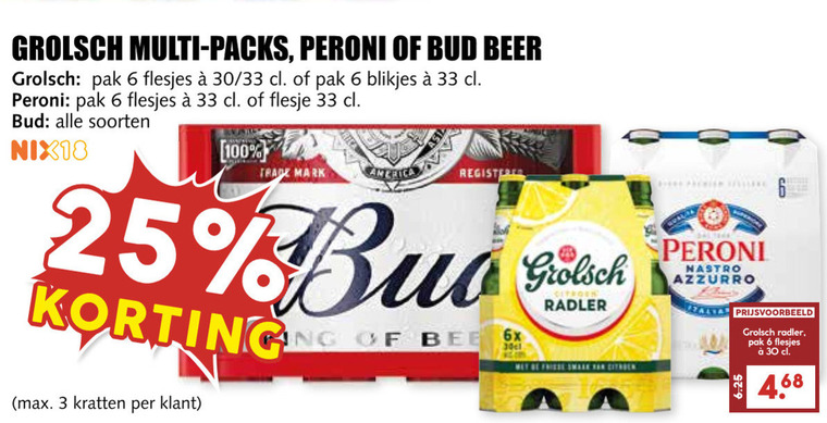 Bud   krat bier, blikje bier folder aanbieding bij  MCD Supermarkt Basis - details