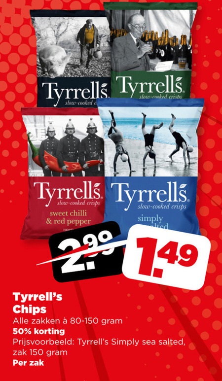 Tyrells   chips folder aanbieding bij  Plus - details