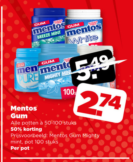 Mentos   kauwgom folder aanbieding bij  Plus - details