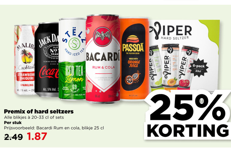 Bacardi   hard seltzer, mixdrank folder aanbieding bij  Plus - details