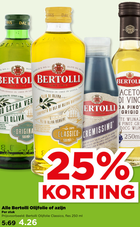 Bertolli   azijn, olijfolie folder aanbieding bij  Plus - details